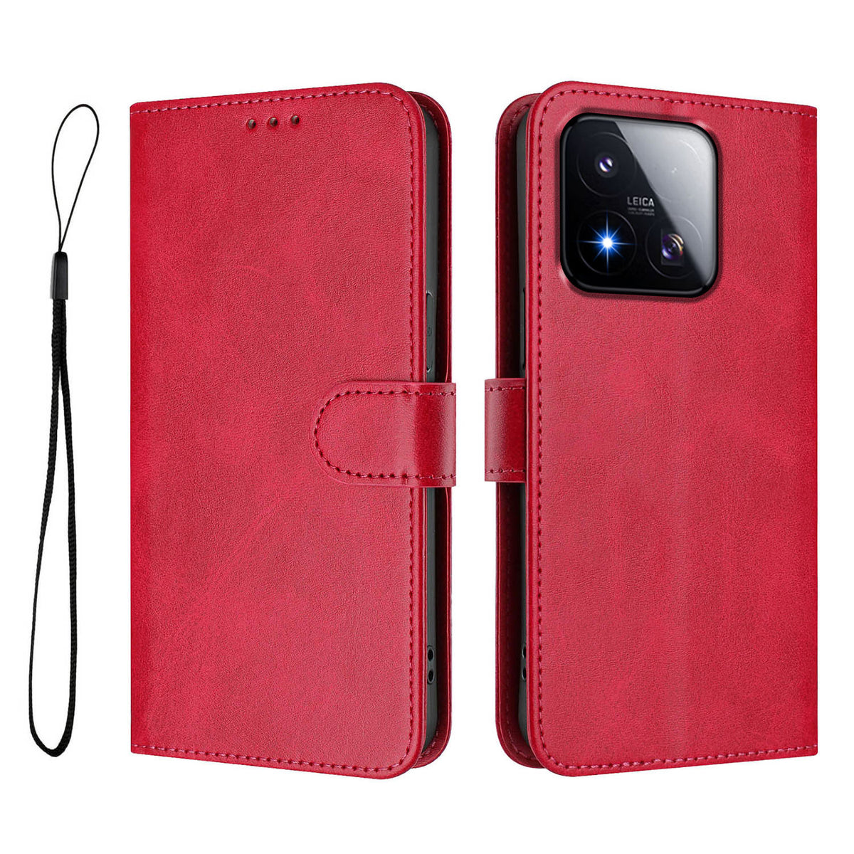 For Xiaomi 17 Max Wallet Case RFID Blocking Calf Texture Leather Stand Phone Cover with Strap