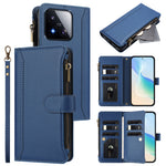 For Xiaomi 17 Max Leather Case 9 Card Slots Zipper Wallet Stand Phone Cover with Wrist Strap