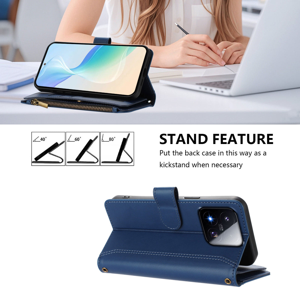 For Xiaomi 17 Max Leather Case 9 Card Slots Zipper Wallet Stand Phone Cover with Wrist Strap