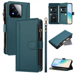For Xiaomi 17 Max Leather Case 9 Card Slots Zipper Wallet Stand Phone Cover with Wrist Strap