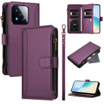 For Xiaomi 17 Max Leather Case 9 Card Slots Zipper Wallet Stand Phone Cover with Wrist Strap