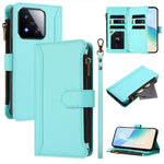 For Xiaomi 17 Max Leather Case 9 Card Slots Zipper Wallet Stand Phone Cover with Wrist Strap