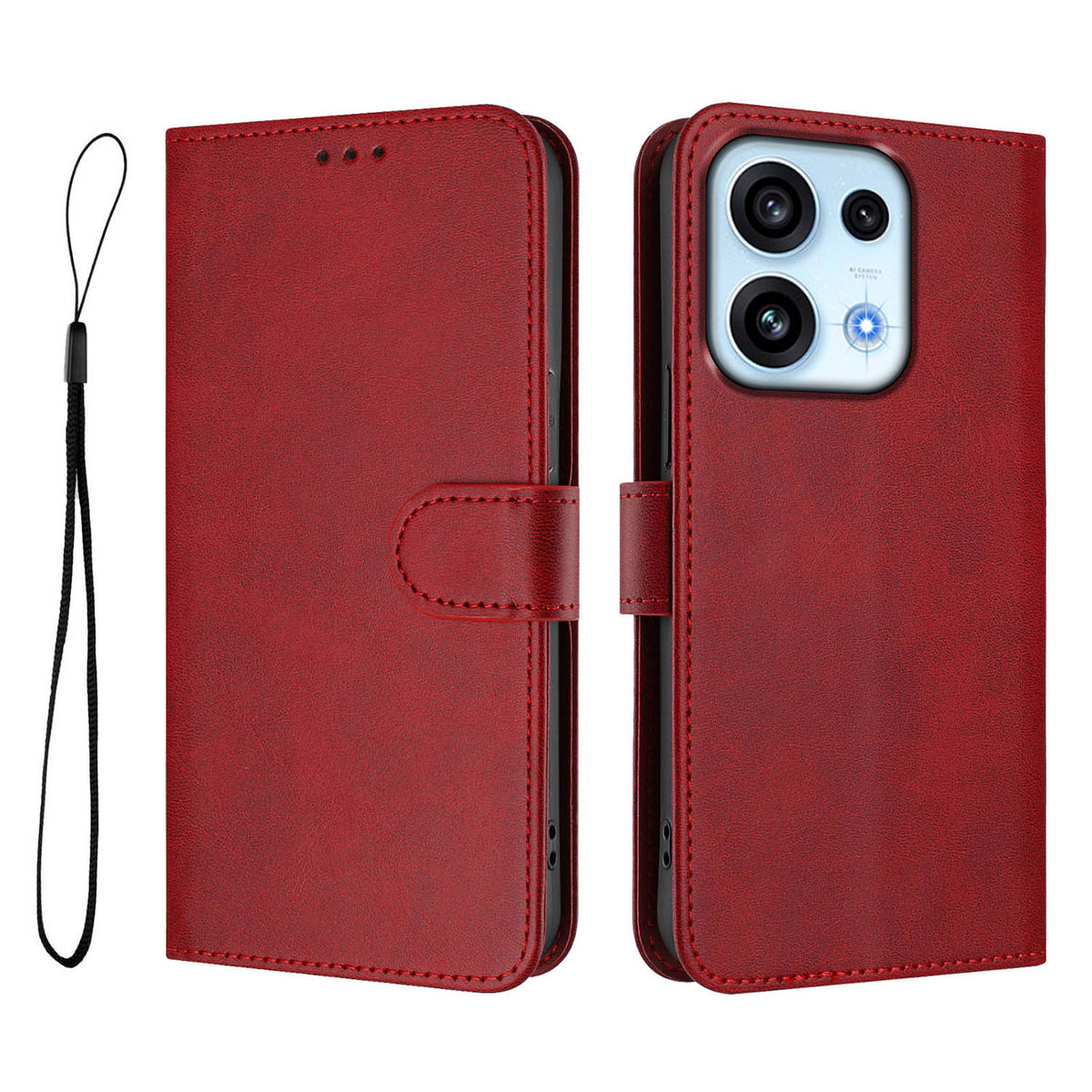 For Oppo Reno16 FS 5G / Oppo Reno16 F 5G Wallet Case RFID Blocking Calf Texture Leather Stand Phone Cover with Strap
