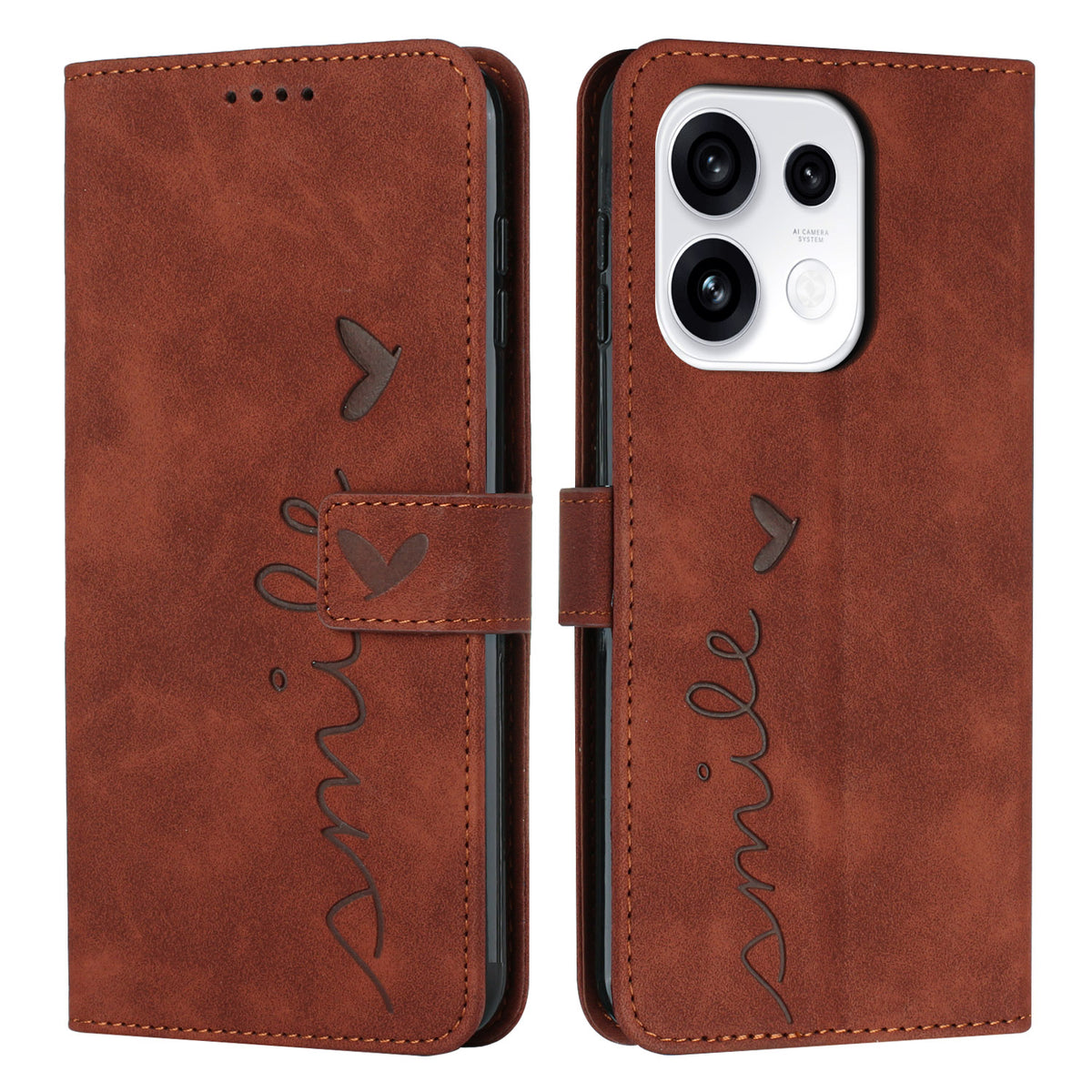 For Oppo Reno16 FS 5G / Oppo Reno16 F 5G Stand Case PU Leather Phone Cover Imprinted Heart Pattern