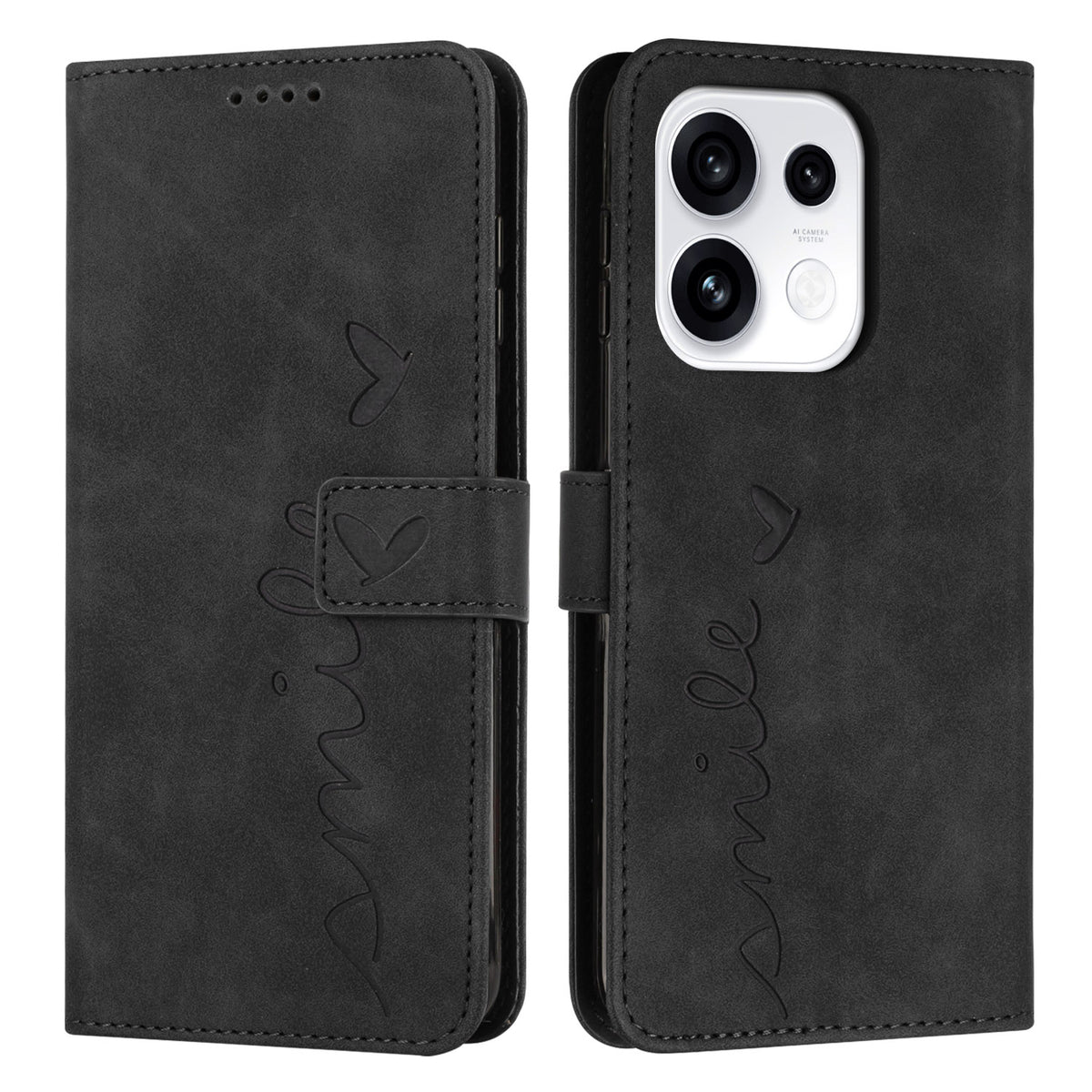 For Oppo Reno16 FS 5G / Oppo Reno16 F 5G Stand Case PU Leather Phone Cover Imprinted Heart Pattern