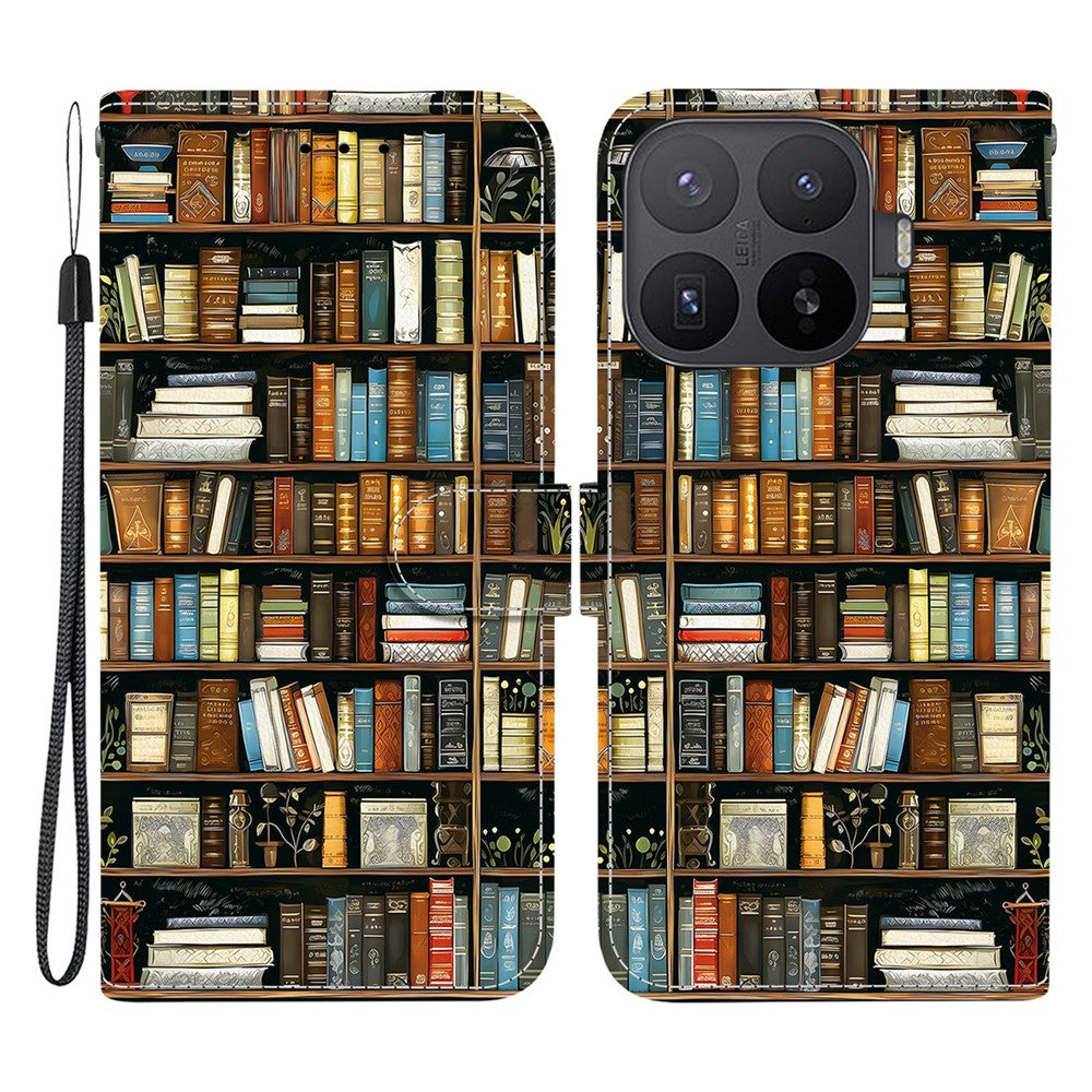 For Xiaomi 17T Leather Case Stand Wallet Pattern Printing Phone Cover with Wrist Strap
