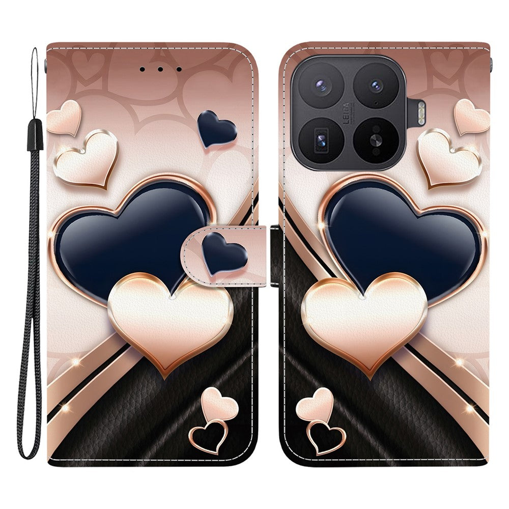 For Xiaomi 17T Leather Case Stand Wallet Pattern Printing Phone Cover with Wrist Strap