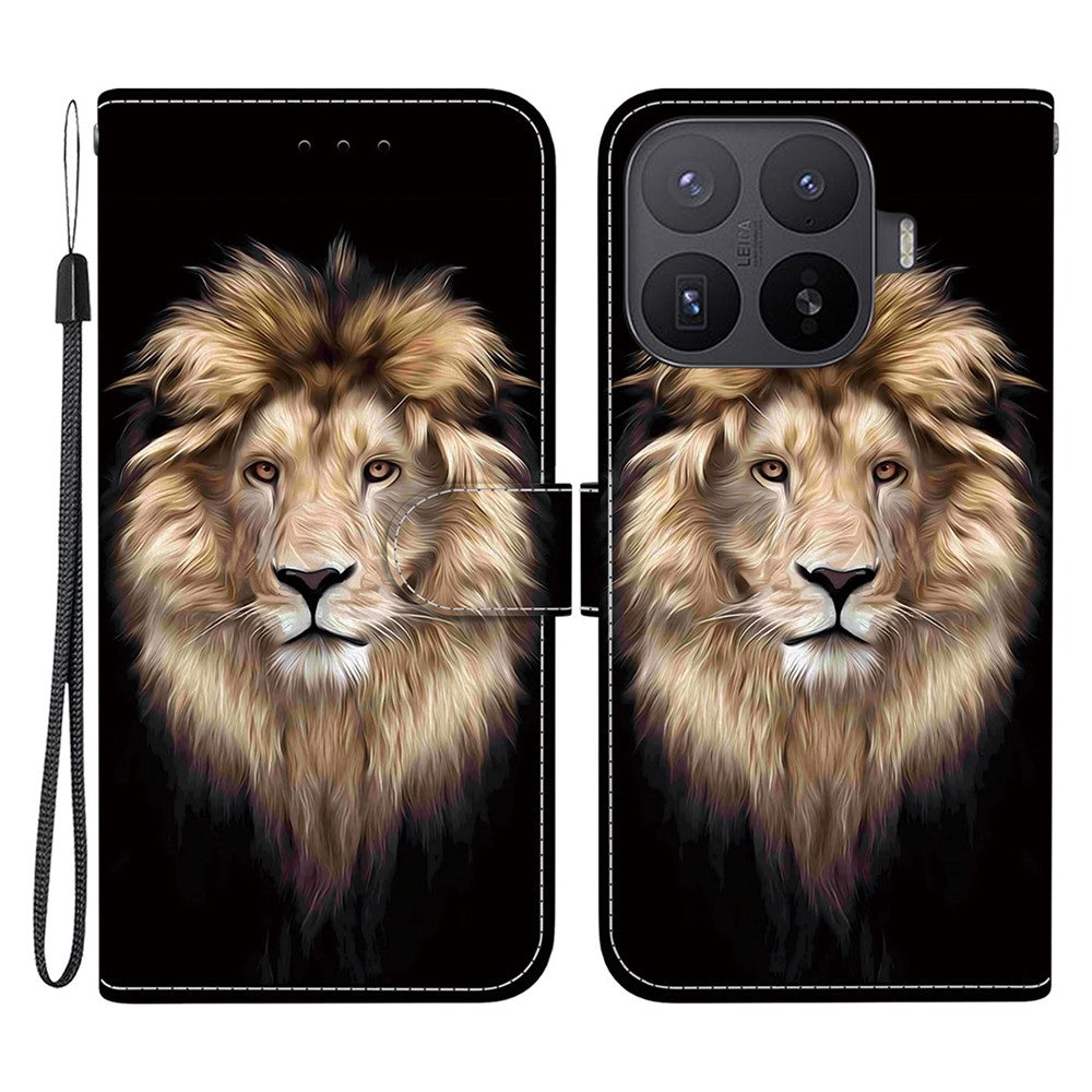 Xiaomi 17T Pro-skal, mönstertryck, läderflipplånbok med mobilsnodd