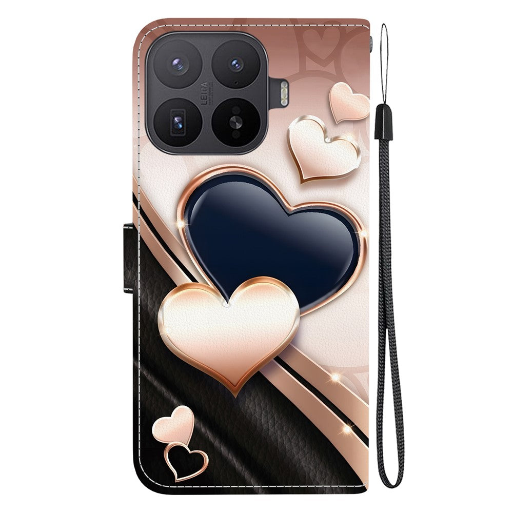 For Xiaomi 17T Pro Leather Case Stand Wallet Pattern Printing Phone Cover with Wrist Strap