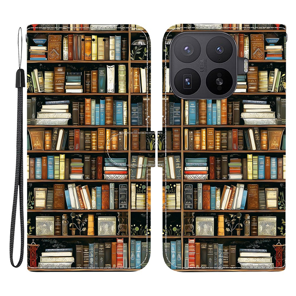 For Xiaomi 17T Pro Leather Case Stand Wallet Pattern Printing Phone Cover with Wrist Strap
