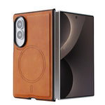 For Samsung Galaxy Z Fold8 Magnetic Case Cowhide Texture PU Leather Coated PC Phone Cover