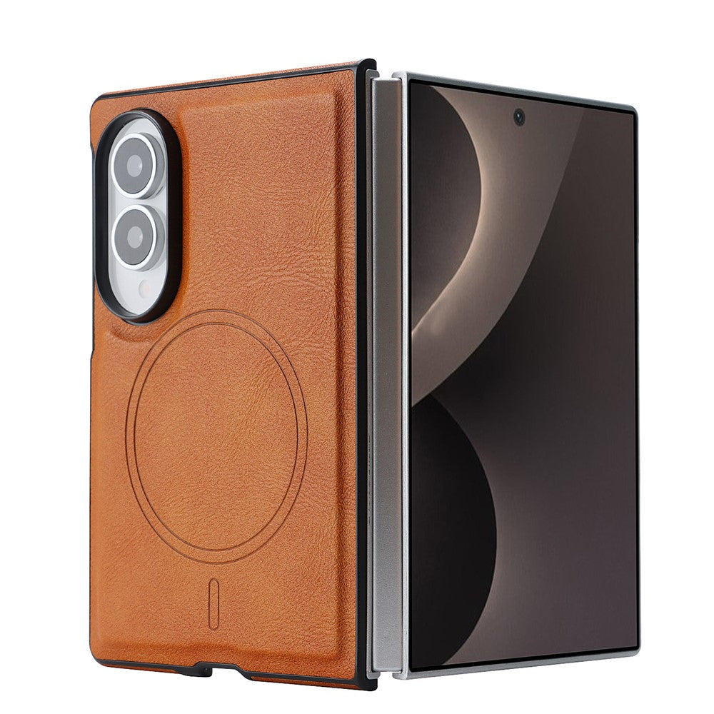 For Samsung Galaxy Z Fold8 Magnetic Case Cowhide Texture PU Leather Coated PC Phone Cover