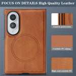 For Samsung Galaxy Z Fold8 Magnetic Case Cowhide Texture PU Leather Coated PC Phone Cover