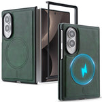 For Samsung Galaxy Z Fold8 Magnetic Case Cowhide Texture PU Leather Coated PC Phone Cover
