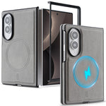 For Samsung Galaxy Z Fold8 Magnetic Case Cowhide Texture PU Leather Coated PC Phone Cover