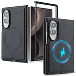 For Samsung Galaxy Z Fold8 Magnetic Case Cowhide Texture PU Leather Coated PC Phone Cover