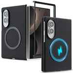 For Samsung Galaxy Z Fold8 Case Side-pasted Carbon Fiber Texture PU TPU Phone Cover with Metal Magnetic Ring