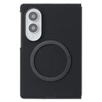 For Samsung Galaxy Z Fold8 Case Side-pasted Carbon Fiber Texture PU TPU Phone Cover with Metal Magnetic Ring