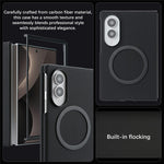 For Samsung Galaxy Z Fold8 Case Side-pasted Carbon Fiber Texture PU TPU Phone Cover with Metal Magnetic Ring