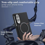For Samsung Galaxy Z Fold8 Case Side-pasted Carbon Fiber Texture PU TPU Phone Cover with Metal Magnetic Ring
