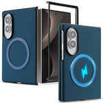 For Samsung Galaxy Z Fold8 Case Side-pasted Carbon Fiber Texture PU TPU Phone Cover with Metal Magnetic Ring