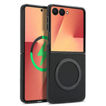 Samsung Galaxy Z Flip8-skal med sideklistret kolfiberstruktur, PU- og TPU-mobilskal med magnetisk metalring