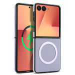 Samsung Galaxy Z Flip8-skal med sideklistret kolfiberstruktur, PU- og TPU-mobilskal med magnetisk metalring