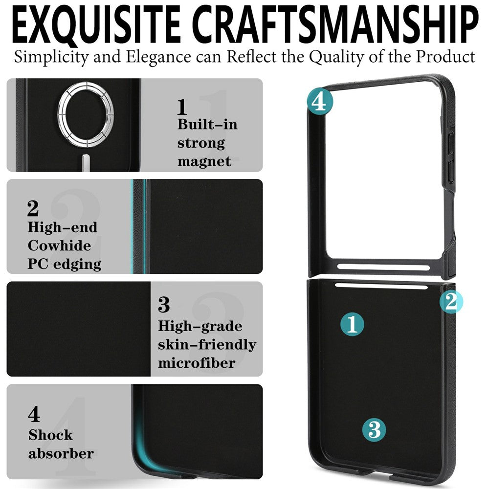 Til Samsung Galaxy Z Flip8 Magnetisk Etui Koskindstekstur PU Læderbelagt PC Telefoncover