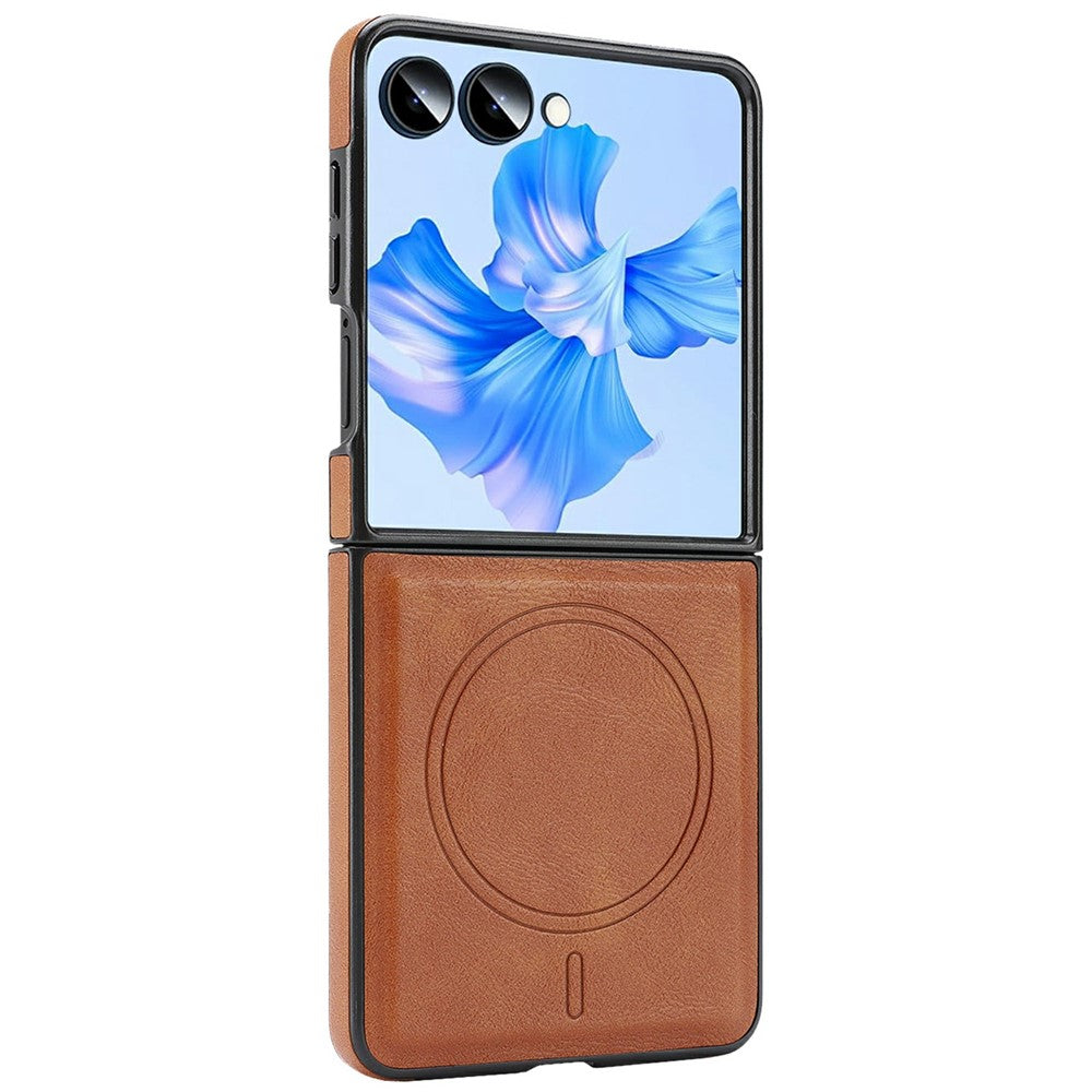 Til Samsung Galaxy Z Flip8 Magnetisk Etui Koskindstekstur PU Læderbelagt PC Telefoncover