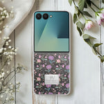 For Samsung Galaxy Z Flip8 Case Electroplating Floral Pattern PU Leather + Hard PC Phone Cover