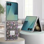 For Samsung Galaxy Z Flip8 Case Electroplating Floral Pattern PU Leather + Hard PC Phone Cover