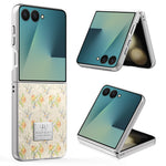 For Samsung Galaxy Z Flip8 Case Electroplating Floral Pattern PU Leather + Hard PC Phone Cover