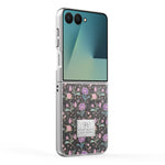 For Samsung Galaxy Z Flip7 5G Case Electroplating Floral Pattern PU Leather + Hard PC Phone Cover