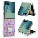 For Samsung Galaxy Z Flip7 5G Case Electroplating Floral Pattern PU Leather + Hard PC Phone Cover