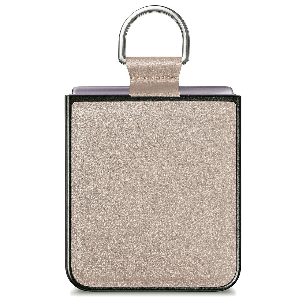 For Samsung Galaxy Z Flip8 Case Lychee Texture Leather + Pc Phone Cover with Ring Holder