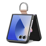 For Samsung Galaxy Z Flip8 Case Lychee Texture Leather + Pc Phone Cover with Ring Holder