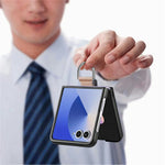 For Samsung Galaxy Z Flip8 Case Lychee Texture Leather + Pc Phone Cover with Ring Holder