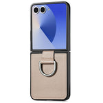 For Samsung Galaxy Z Flip7 5G Case Litchi Texture Leather + Pc Phone Cover with Ring Holder