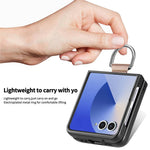 For Samsung Galaxy Z Flip7 5G Case Litchi Texture Leather + Pc Phone Cover with Ring Holder