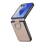 For Samsung Galaxy Z Flip7 5G Case Litchi Texture Leather + Pc Phone Cover with Ring Holder