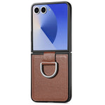 For Samsung Galaxy Z Flip7 5G Case Litchi Texture Leather + Pc Phone Cover with Ring Holder