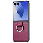 For Samsung Galaxy Z Flip7 5G Case Litchi Texture Leather + Pc Phone Cover with Ring Holder