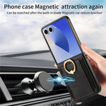 For Samsung Galaxy Z Flip7 5G Case Card Holder Retro Leather + PC Phone Cover with Ring Kickstand