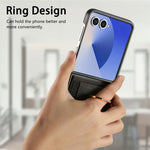 For Samsung Galaxy Z Flip7 5G Case Card Holder Retro Leather + PC Phone Cover with Ring Kickstand