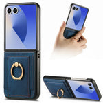 For Samsung Galaxy Z Flip7 5G Case Card Holder Retro Leather + PC Phone Cover with Ring Kickstand