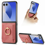For Samsung Galaxy Z Flip7 5G Case Card Holder Retro Leather + PC Phone Cover with Ring Kickstand