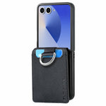 For Samsung Galaxy Z Flip8 Case Card Holder Kickstand PU + PC Phone Cover with Finger Ring