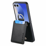 For Samsung Galaxy Z Flip8 Case Card Holder Kickstand PU + PC Phone Cover with Finger Ring