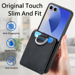 For Samsung Galaxy Z Flip8 Case Card Holder Kickstand PU + PC Phone Cover with Finger Ring