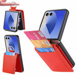 For Samsung Galaxy Z Flip8 Case Card Holder Kickstand PU + PC Phone Cover with Finger Ring
